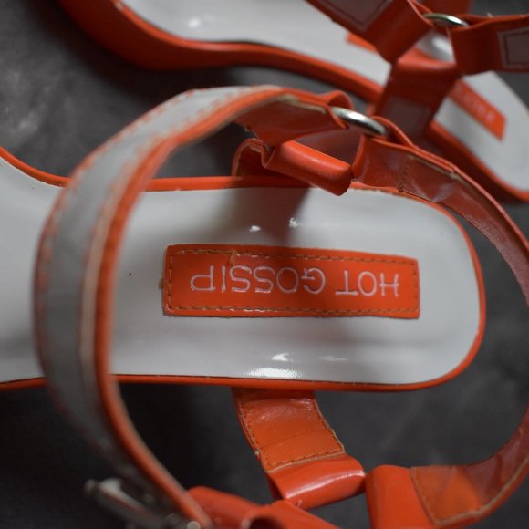 Hot Gossip Platform Sandals Sz 8- Orange/White - Picture 11 of 16